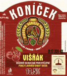 Konicek - Visnak 10,5%, ruzove ochucene pivo vycepni etiketa